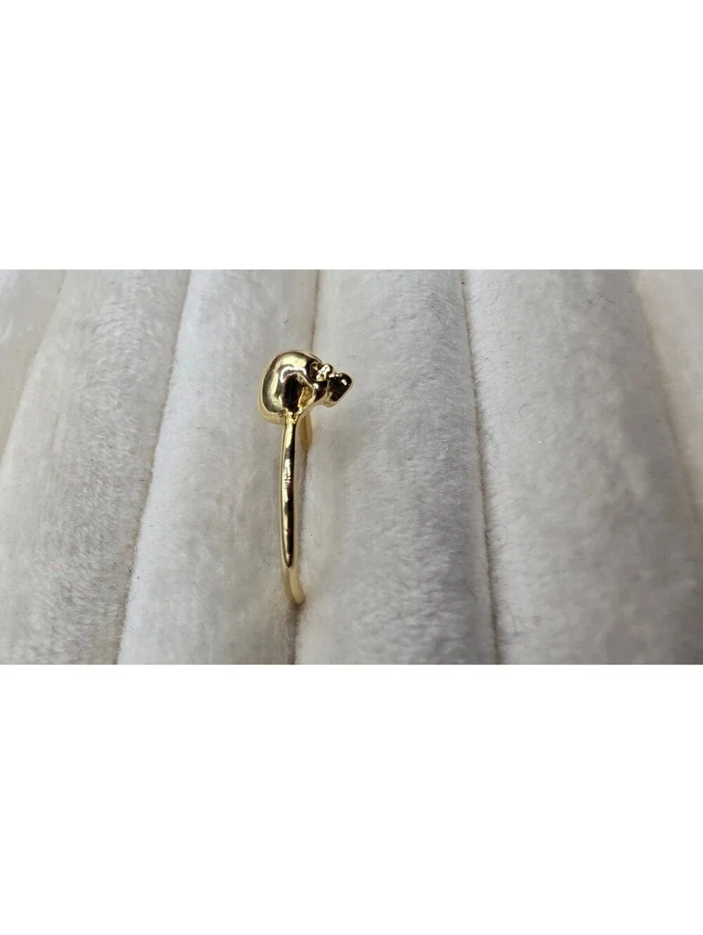 18k Gold Plated Small Skull Ring Size 7 Gothic Minimalist
